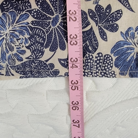 Luisa Perla Made In Italy Crochet Trim Flutter Sleeve Blue Tan Linen Dress Small - Picture 11 of 11